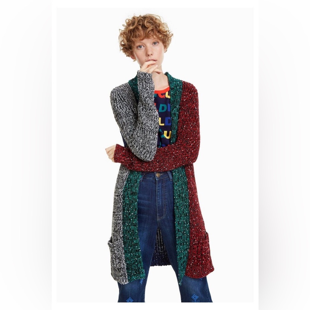 Desigual Long Colour Block Cardigan